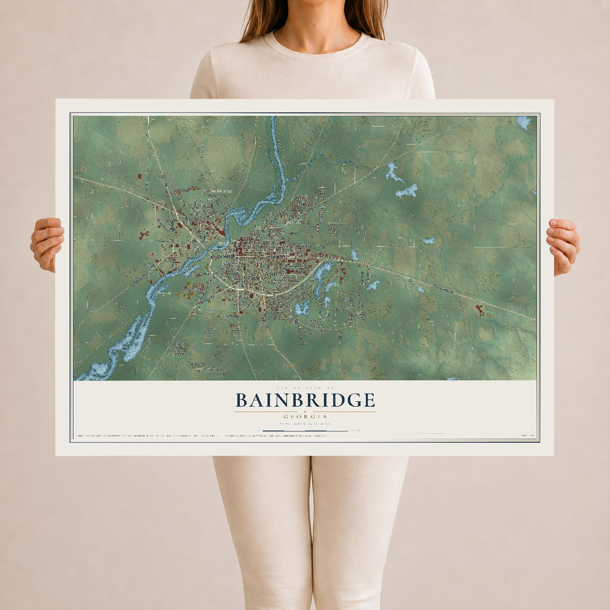 Bainbridge, Georgia map print, 24" x 36" Archival Matte Print mockup