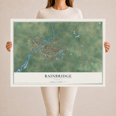 Bainbridge, Georgia map print, 24" x 36" Archival Matte Print mockup