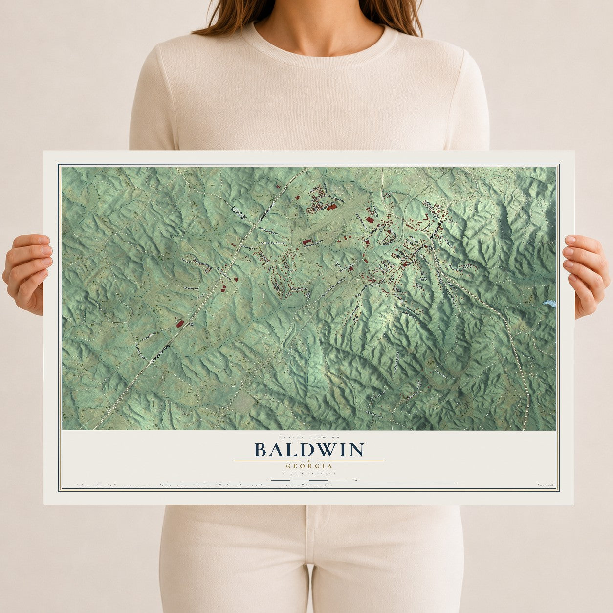 Baldwin, Georgia map print, 12" x 18" Archival Matte Print mockup
