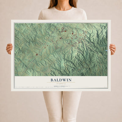 Baldwin, Georgia map print, 24" x 36" Archival Matte Print mockup