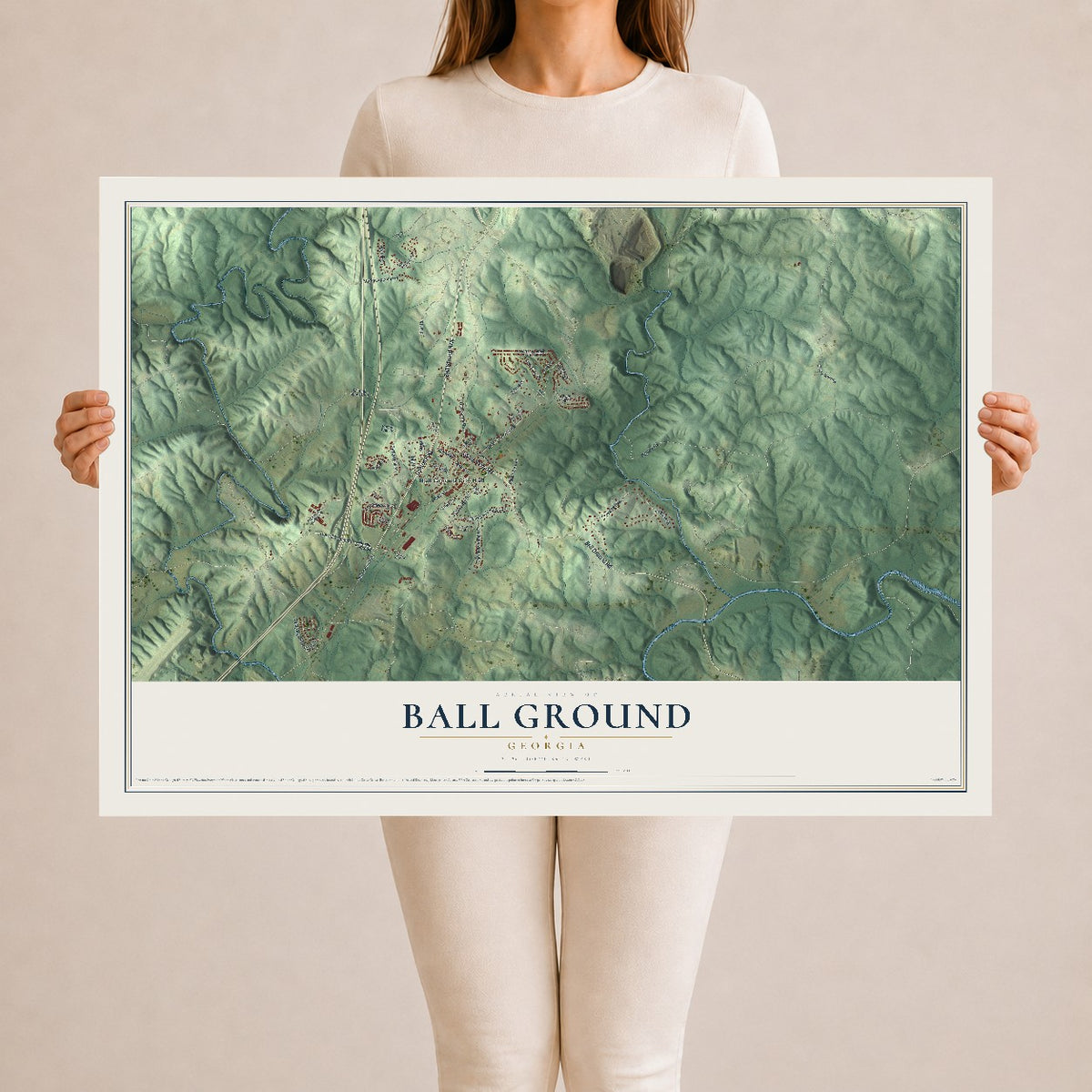 Ball Ground, Georgia map print, 24" x 36" Archival Matte Print mockup