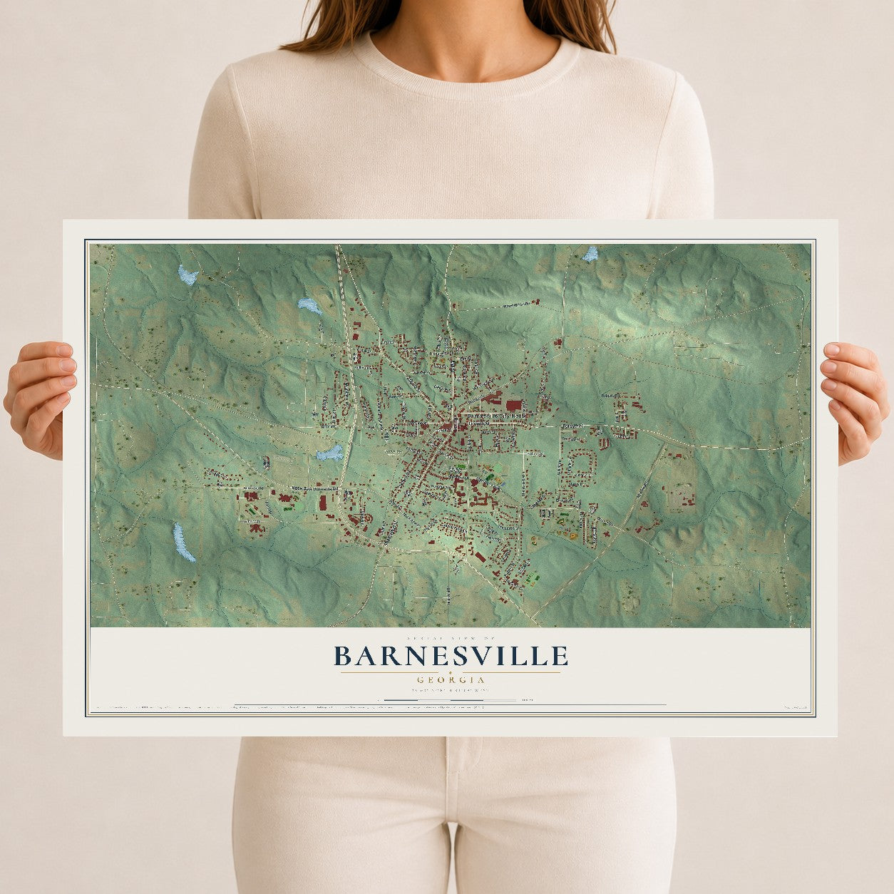 Barnesville, Georgia map print, 12" x 18" Archival Matte Print mockup