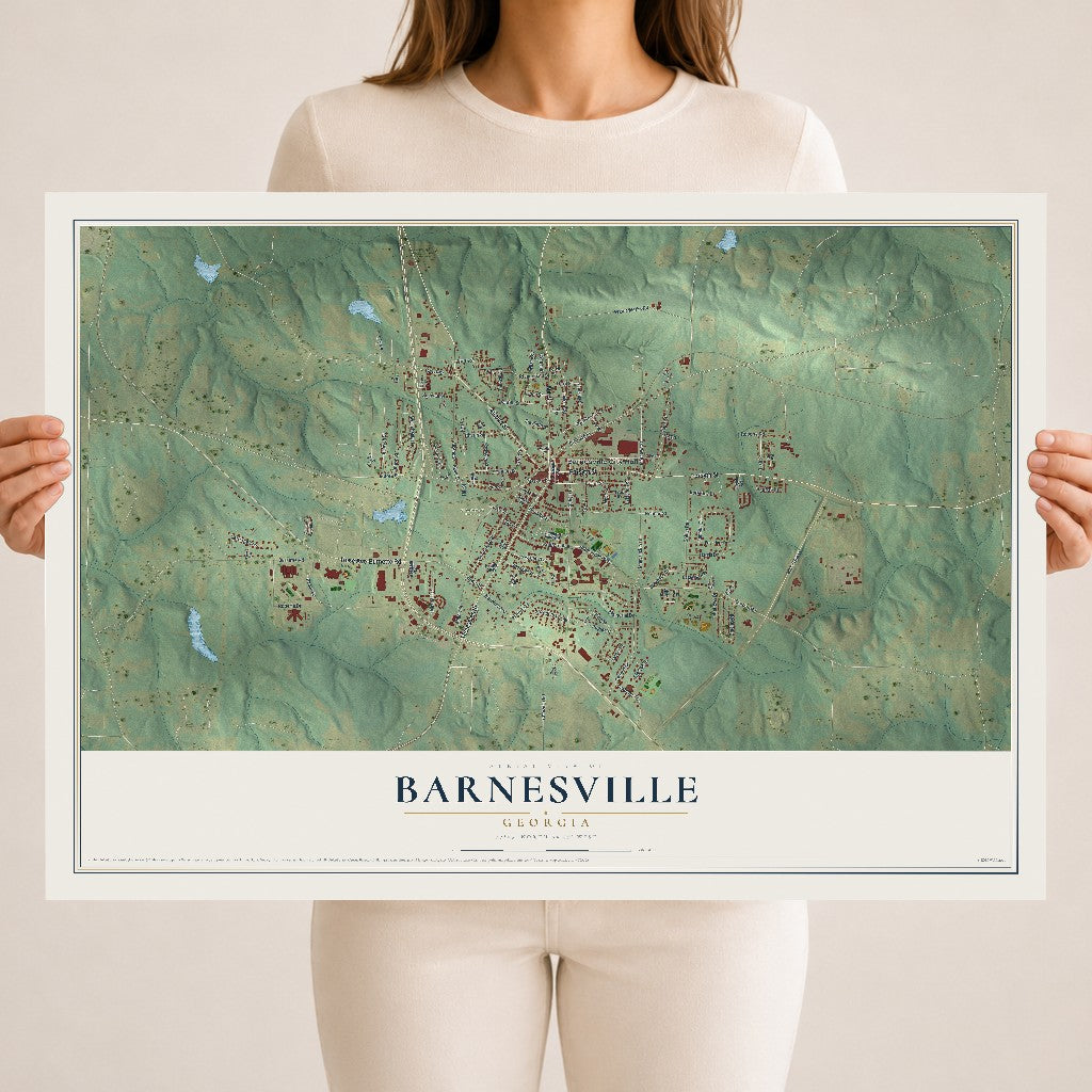 Barnesville, Georgia map print, 18" x 24" Archival Matte Print mockup