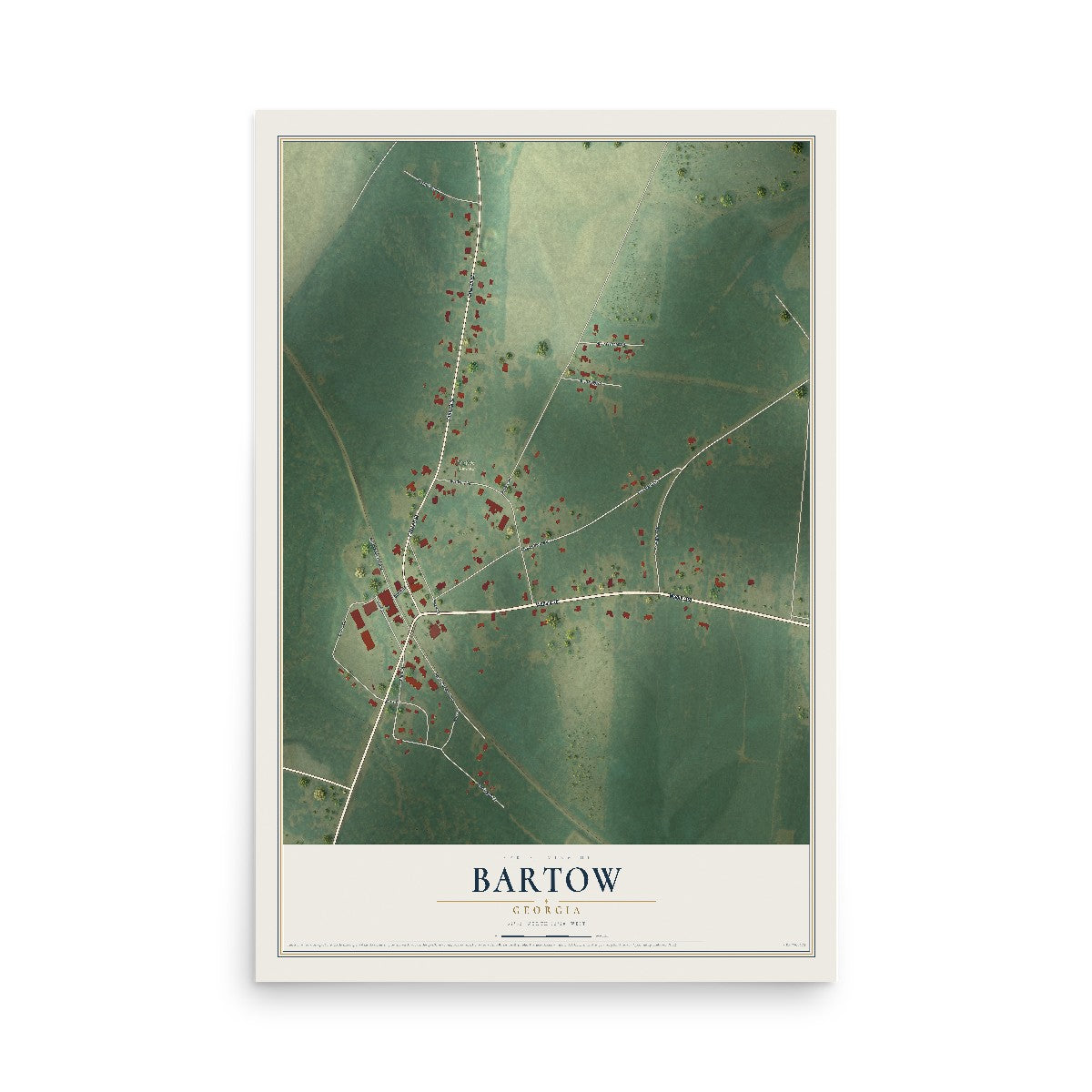 Bartow, Georgia map print, 12" x 18" Archival Matte Print mockup