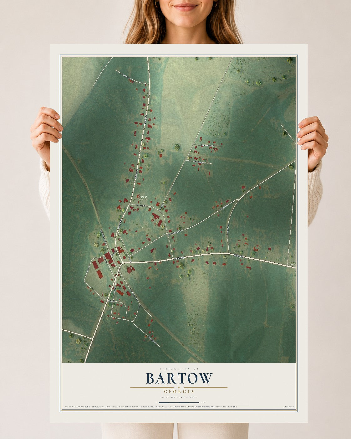 Bartow, Georgia map print, 24" x 36" Archival Matte Print mockup