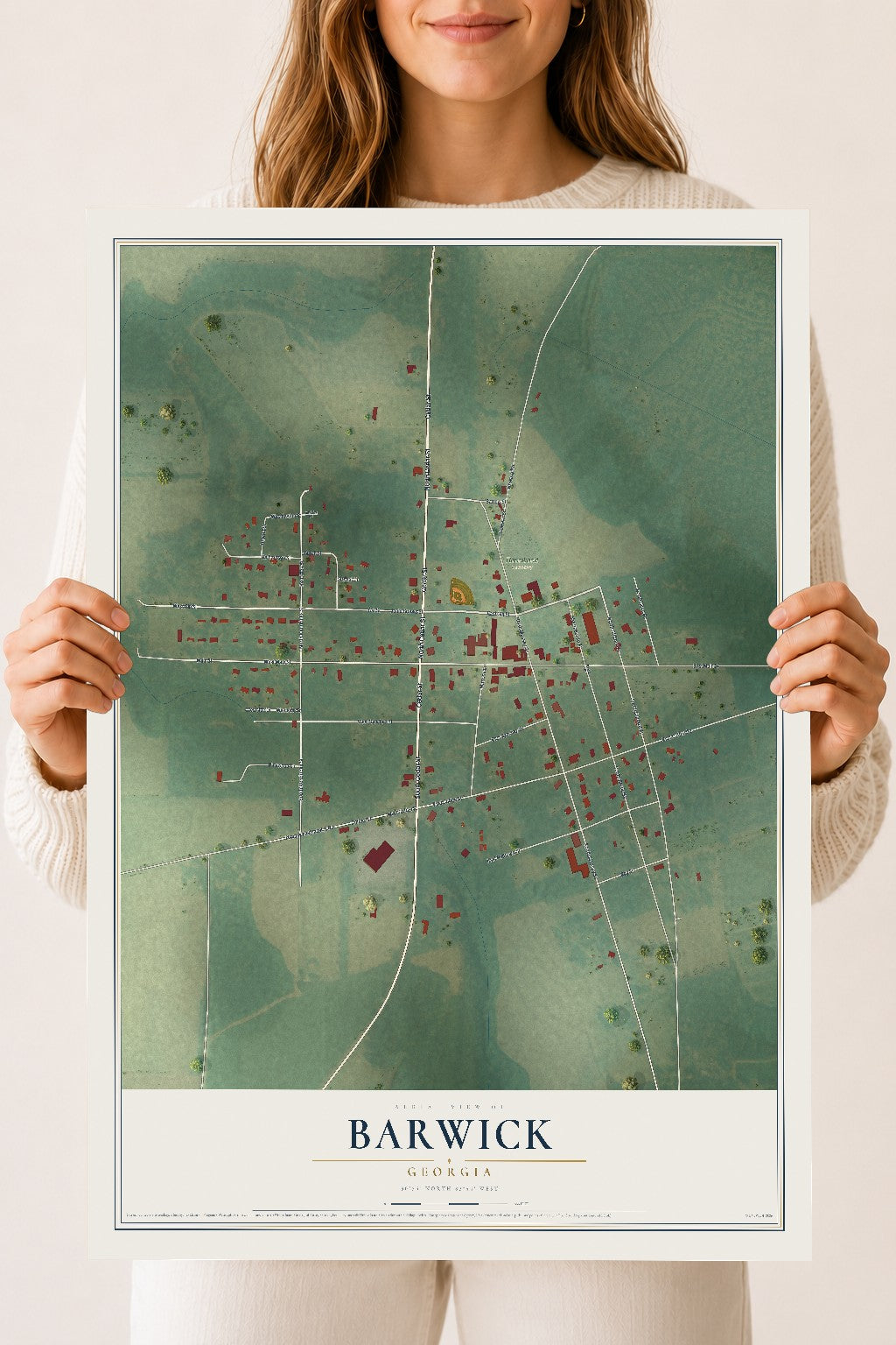 Barwick, Georgia map print, 18" x 24" Archival Matte Print mockup