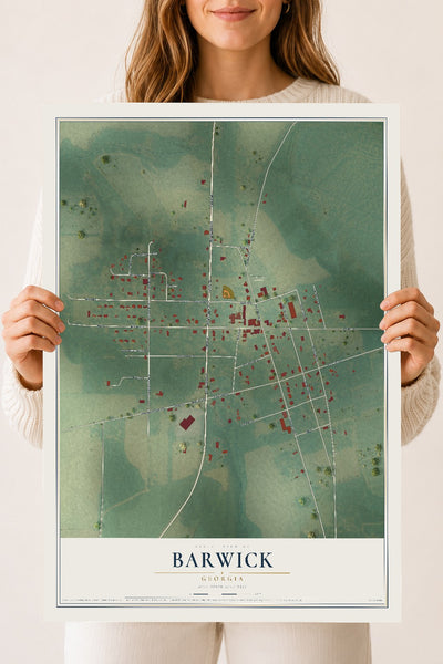 Barwick, Georgia map print, 18" x 24" Archival Matte Print mockup