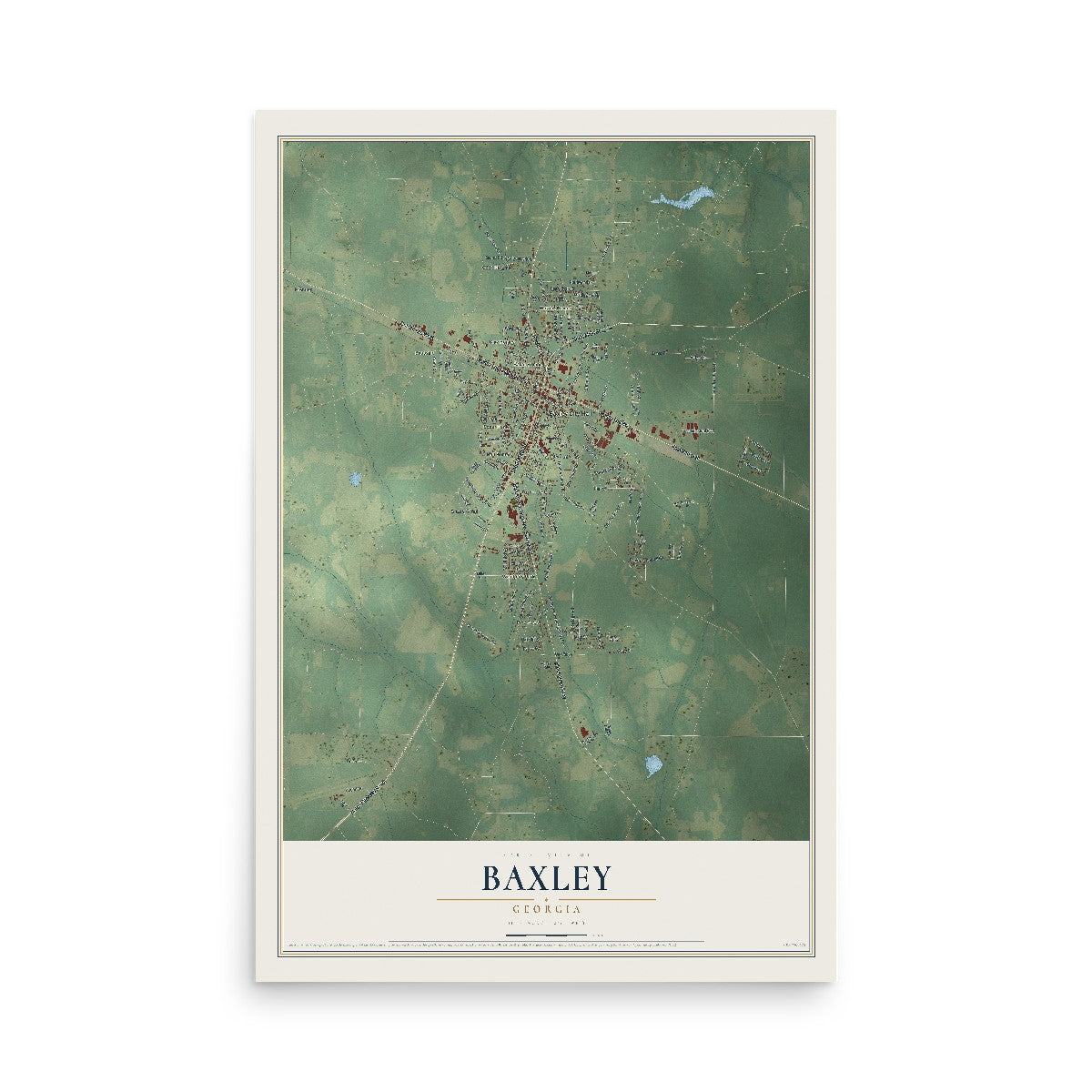 Baxley, Georgia map print, 12" x 18" Archival Matte Print mockup