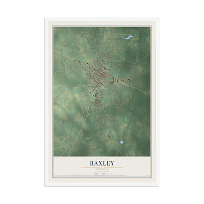Baxley, Georgia map print, 12" x 18" W/ White Ayous Wood Frame mockup