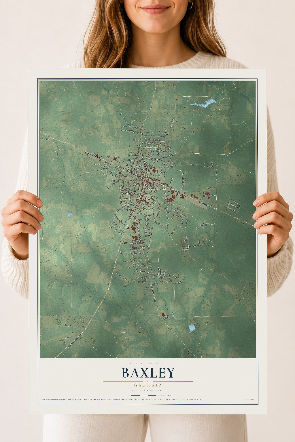 Baxley, Georgia map print, 18" x 24" Archival Matte Print mockup