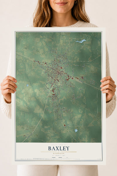 Baxley, Georgia map print, 18" x 24" Archival Matte Print mockup