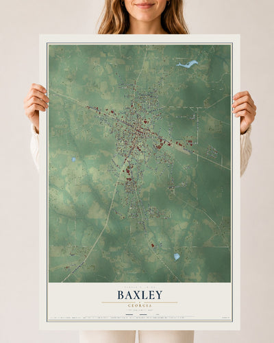 Baxley, Georgia map print, 24" x 36" Archival Matte Print mockup