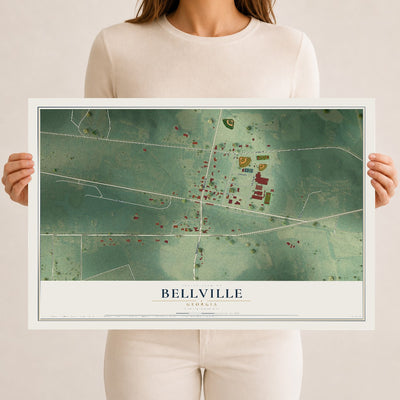 Bellville, Georgia map print, 12" x 18" Archival Matte Print mockup
