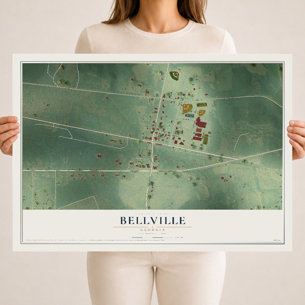 Bellville, Georgia map print, 18" x 24" Archival Matte Print mockup