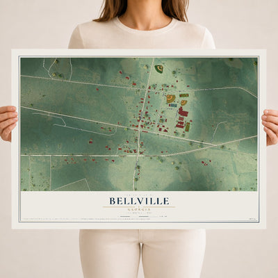 Bellville, Georgia map print, 18" x 24" Archival Matte Print mockup