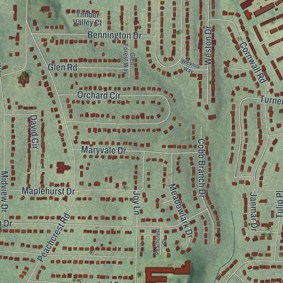 Close-up 1 of the Belvedere Park, Georgia map artwork
