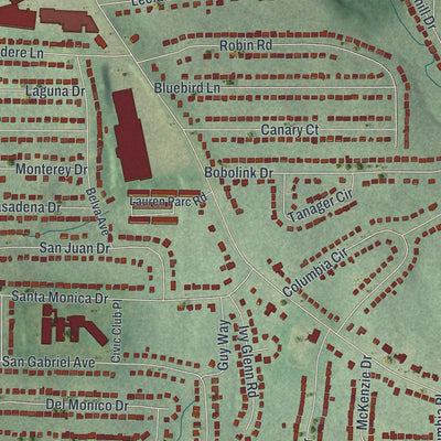 Close-up 2 of the Belvedere Park, Georgia map artwork