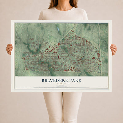 Belvedere Park, Georgia map print, 24" x 36" Archival Matte Print mockup