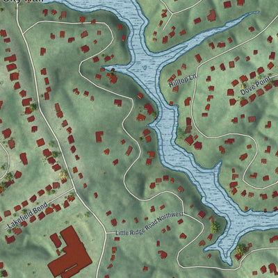 Close-up 1 of the Berkeley Lake, Georgia map artwork