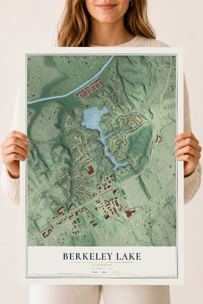 Berkeley Lake, Georgia map print, 18" x 24" Archival Matte Print mockup