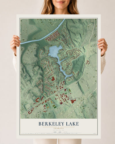 Berkeley Lake, Georgia map print, 24" x 36" Archival Matte Print mockup