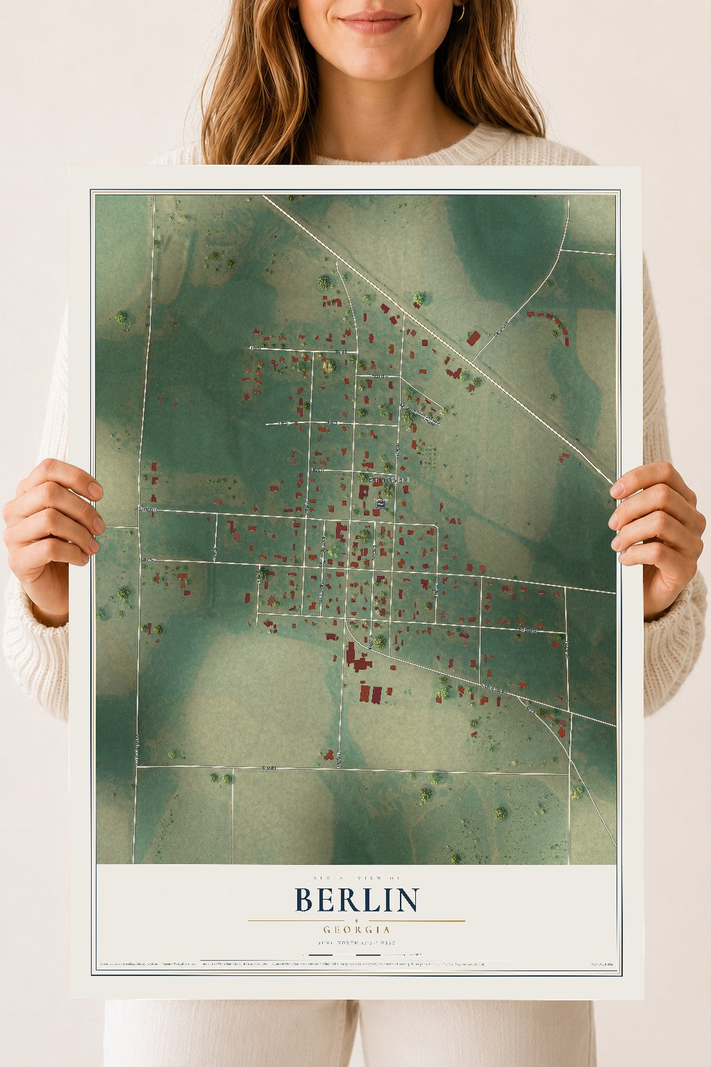 Berlin, Georgia map print, 18" x 24" Archival Matte Print mockup