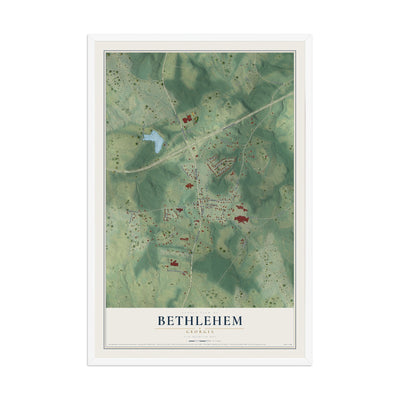 Bethlehem, Georgia map print, 12" x 18" W/ White Ayous Wood Frame mockup
