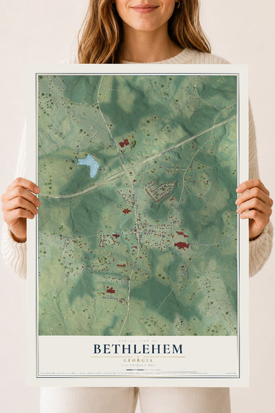 Bethlehem, Georgia map print, 18" x 24" Archival Matte Print mockup