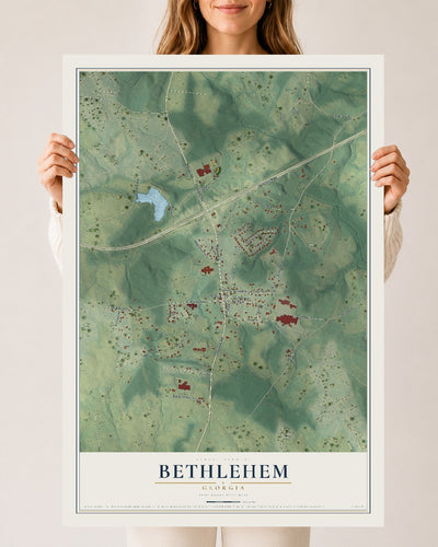 Bethlehem, Georgia map print, 24" x 36" Archival Matte Print mockup
