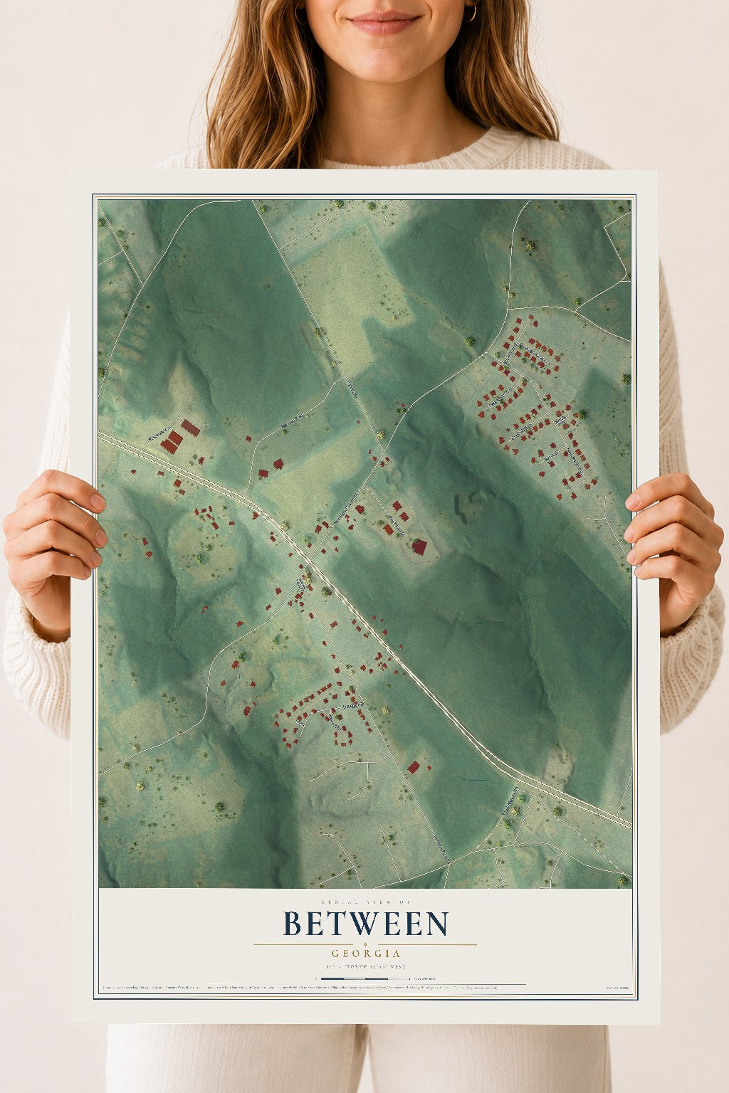 Between, Georgia map print, 18" x 24" Archival Matte Print mockup