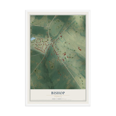 Bishop, Georgia map print, 12" x 18" W/ White Ayous Wood Frame mockup