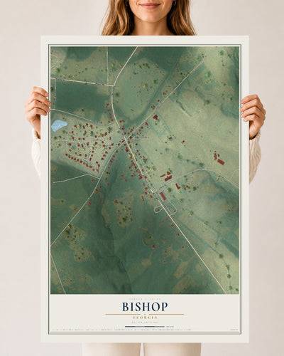 Bishop, Georgia map print, 24" x 36" Archival Matte Print mockup