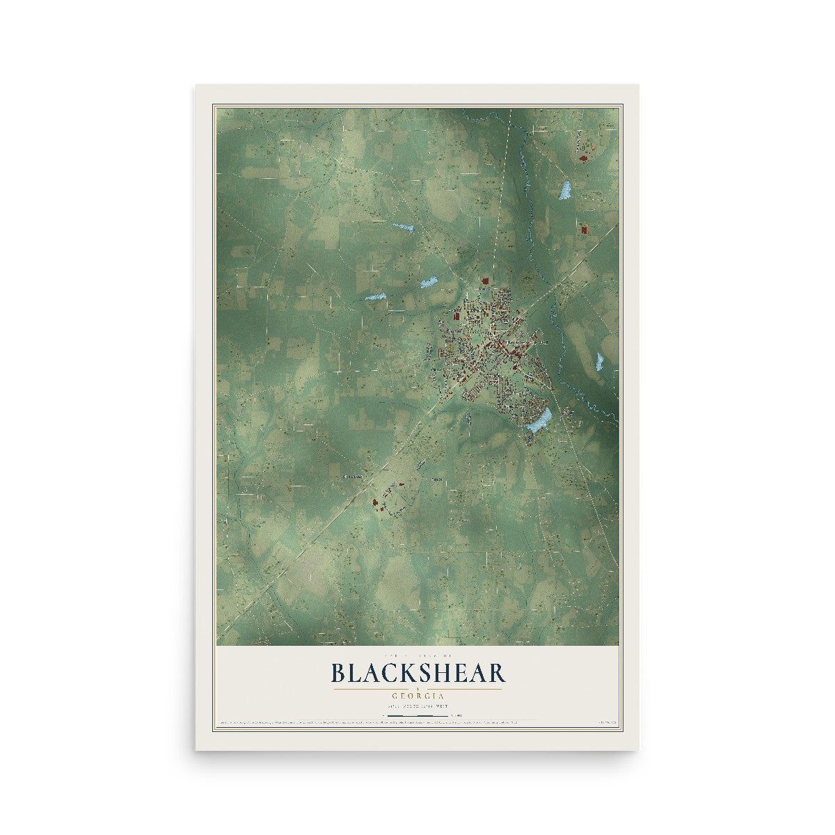 Blackshear, Georgia map print, 12" x 18" Archival Matte Print mockup
