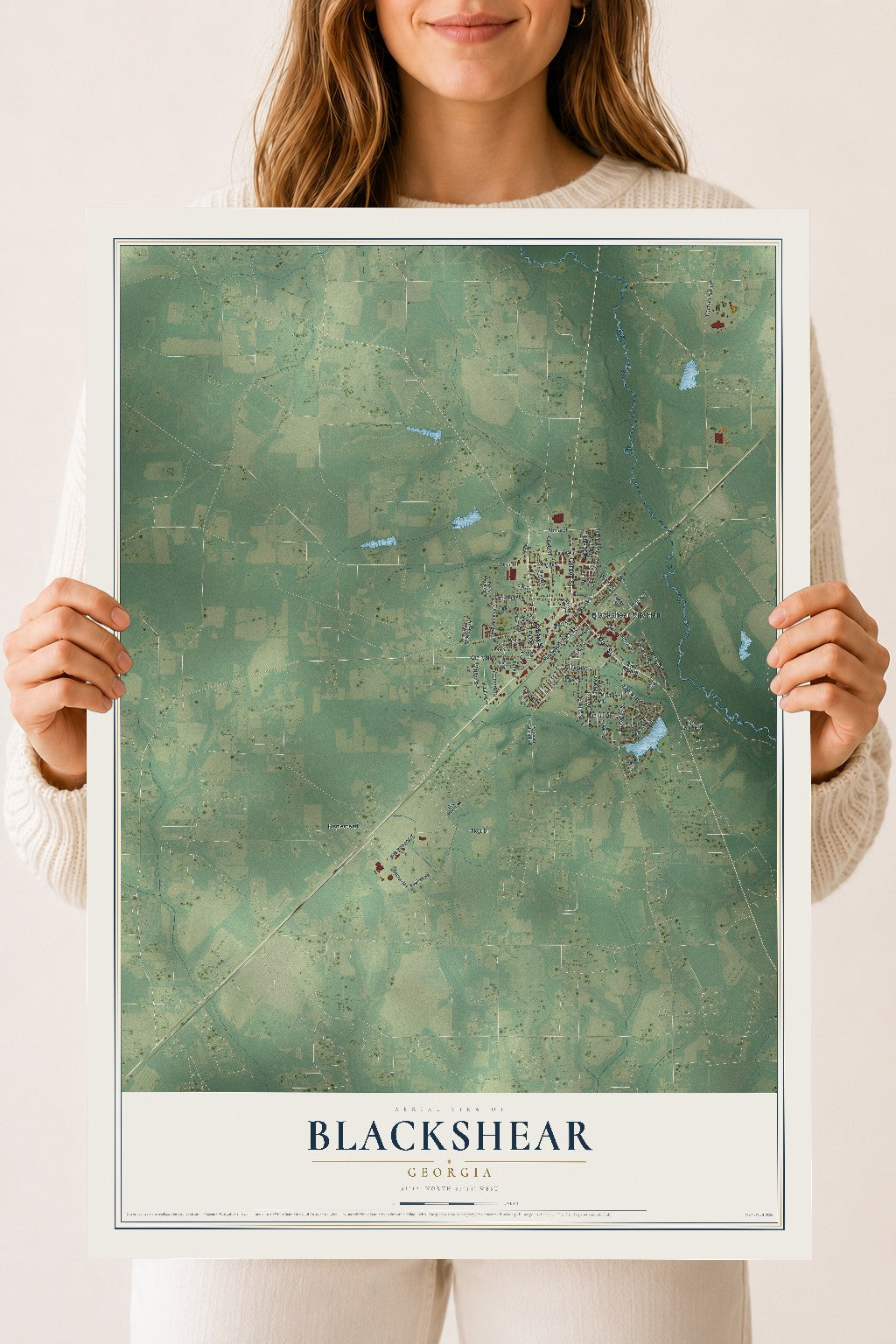 Blackshear, Georgia map print, 18" x 24" Archival Matte Print mockup