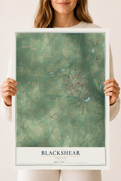 Blackshear, Georgia map print, 18" x 24" Archival Matte Print mockup