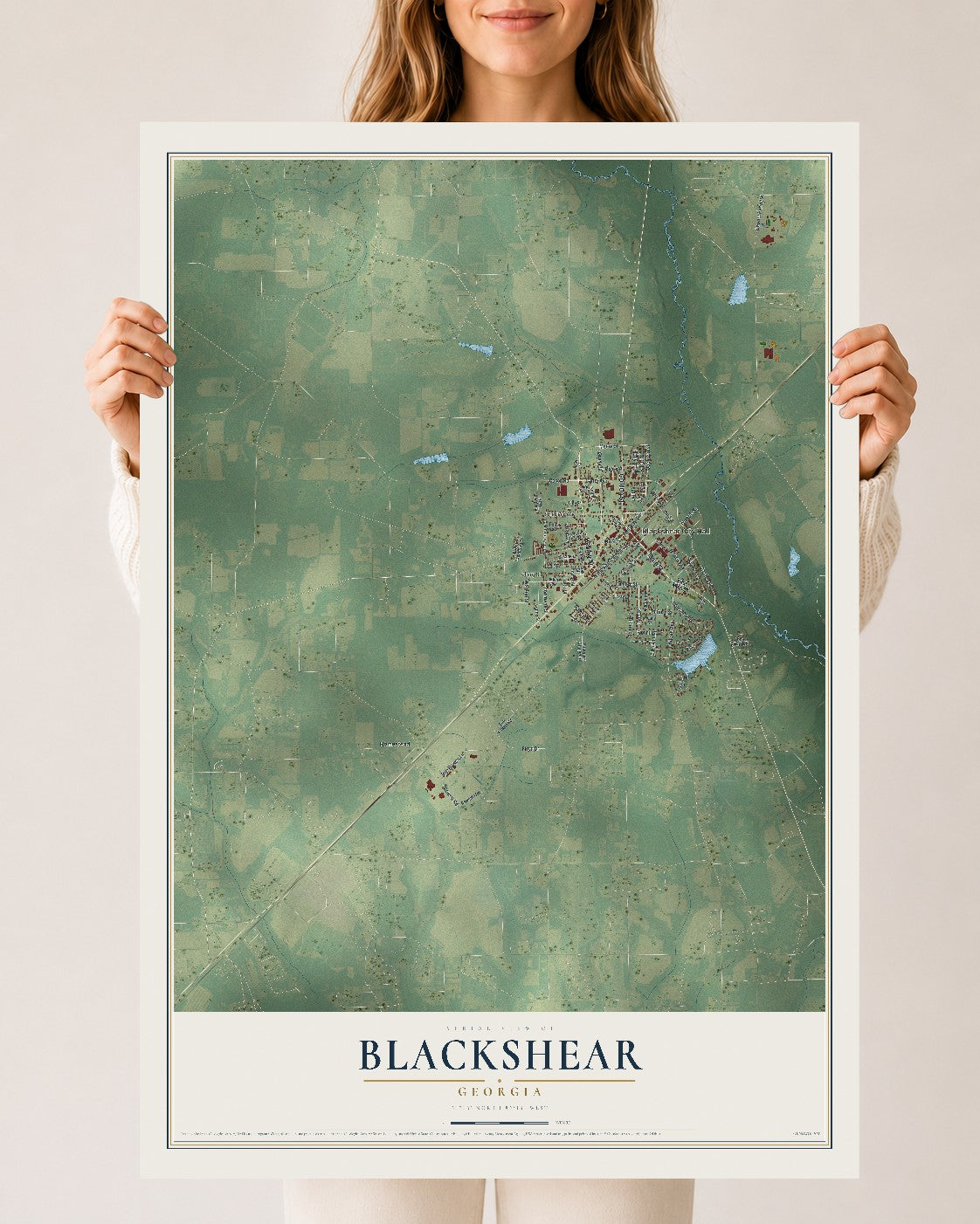Blackshear, Georgia map print, 24" x 36" Archival Matte Print mockup