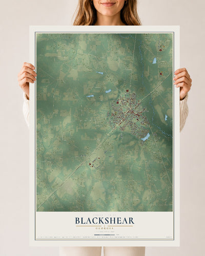 Blackshear, Georgia map print, 24" x 36" Archival Matte Print mockup