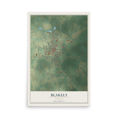 Blakely, Georgia map print, 12" x 18" Archival Matte Print mockup