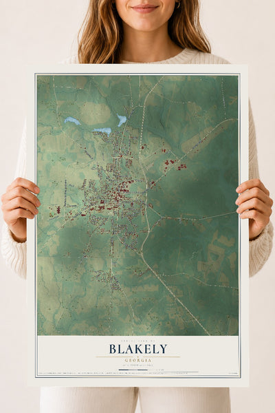 Blakely, Georgia map print, 18" x 24" Archival Matte Print mockup
