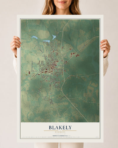 Blakely, Georgia map print, 24" x 36" Archival Matte Print mockup