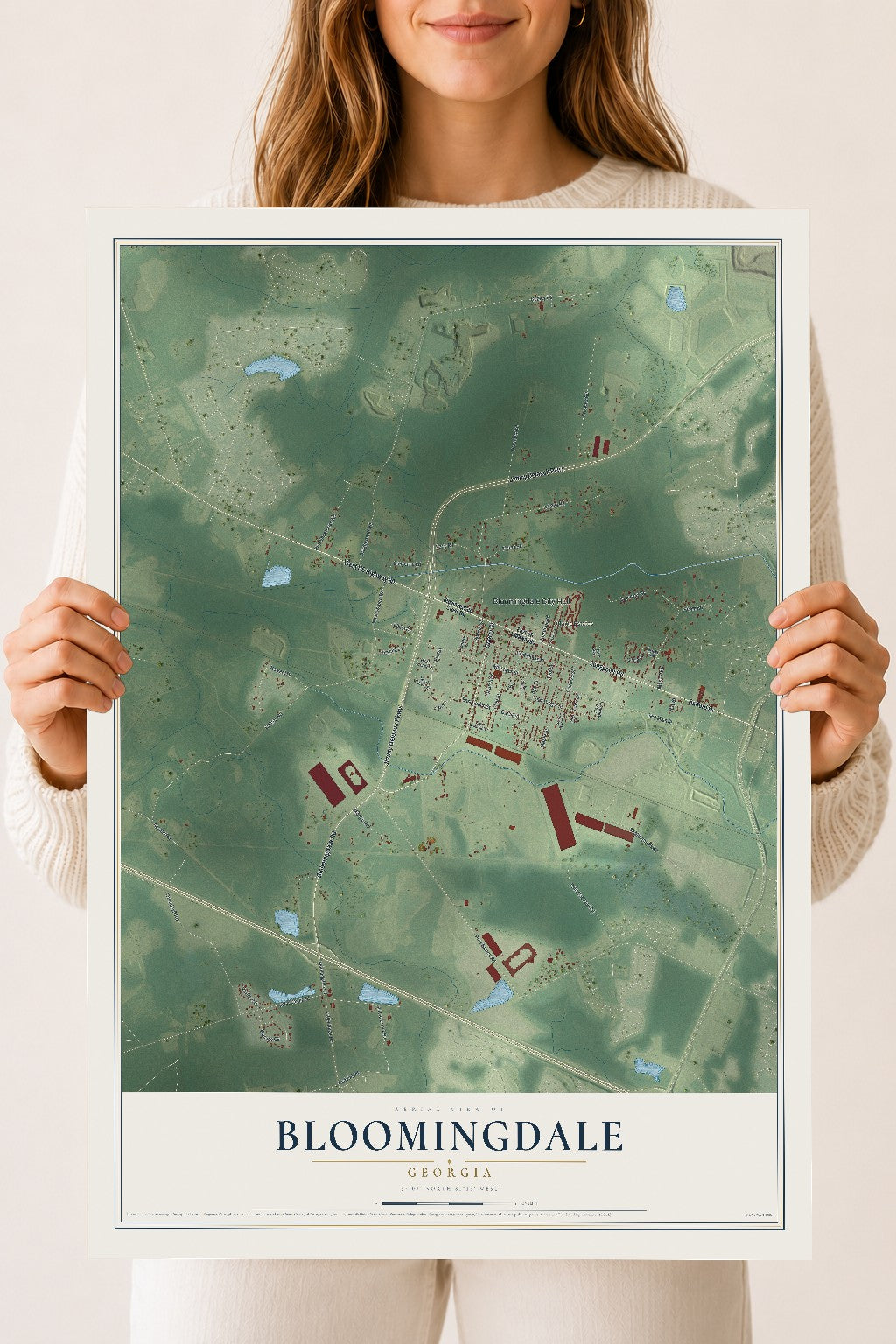 Bloomingdale, Georgia map print, 18" x 24" Archival Matte Print mockup