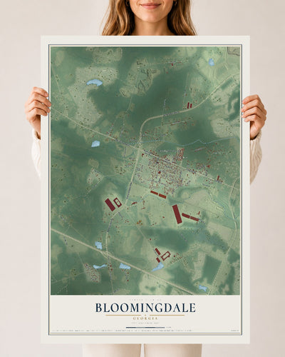 Bloomingdale, Georgia map print, 24" x 36" Archival Matte Print mockup