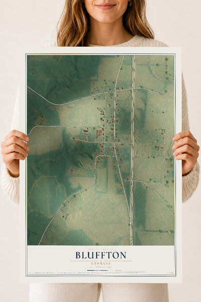 Bluffton, Georgia map print, 18" x 24" Archival Matte Print mockup