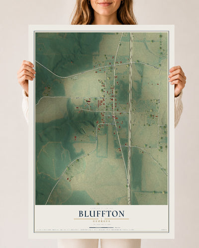 Bluffton, Georgia map print, 24" x 36" Archival Matte Print mockup