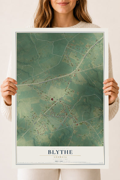 Blythe, Georgia map print, 18" x 24" Archival Matte Print mockup