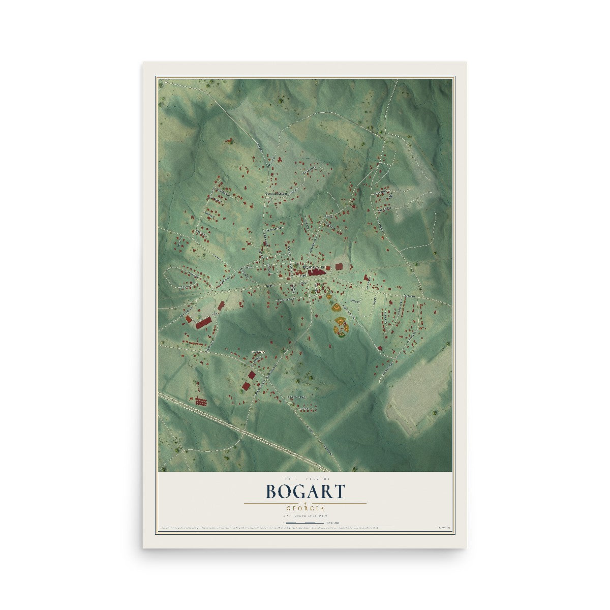 Bogart, Georgia map print, 12" x 18" Archival Matte Print mockup