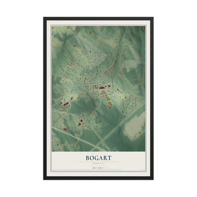 Bogart, Georgia map print, 12" x 18" W/ Black Ayous Wood Frame mockup