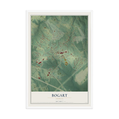 Bogart, Georgia map print, 12" x 18" W/ White Ayous Wood Frame mockup