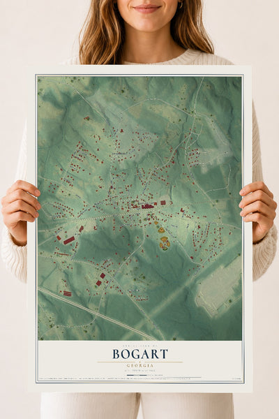 Bogart, Georgia map print, 18" x 24" Archival Matte Print mockup