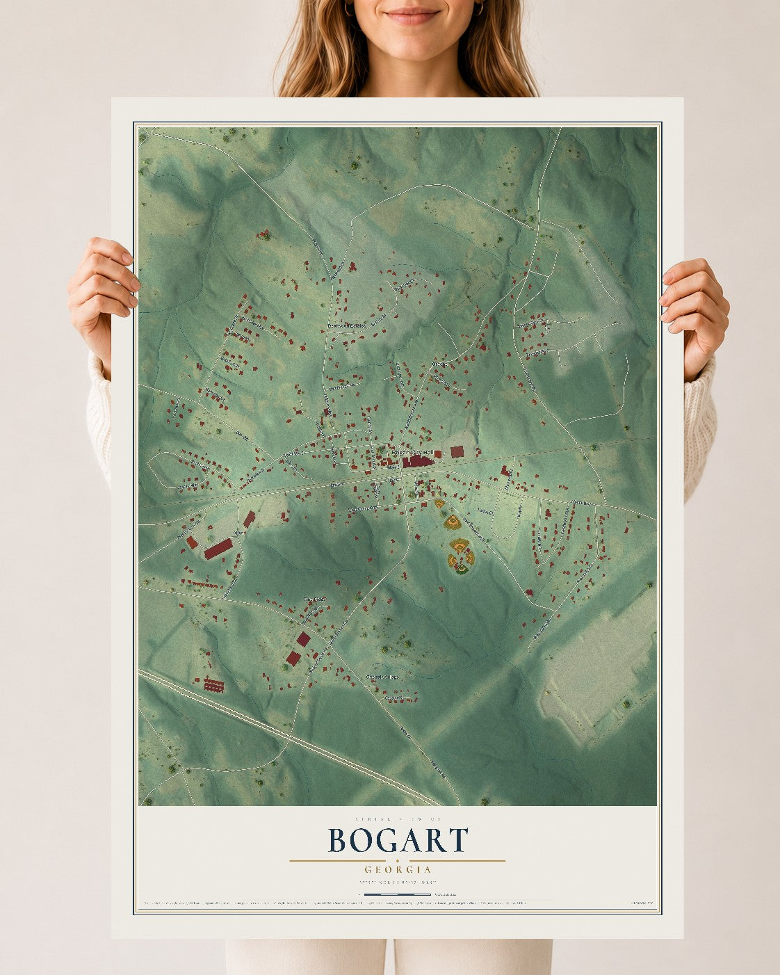 Bogart, Georgia map print, 24" x 36" Archival Matte Print mockup